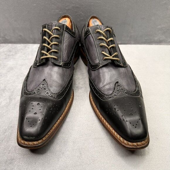Jose Real Florence Mens Size 46 (US 13) Wingtip Oxford Jet Black Charcoal Veloce - Picture 2 of 10